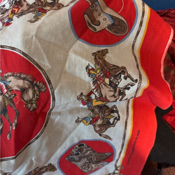 Vintage Cowboy Print Scarf AUTHENTIC RETRO - Picture 4 of 4